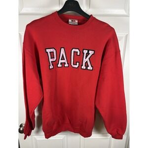 Vintage 90s NC State Wolfpack Sweatshirt Mens XL Red PACK Spellout Made in USA